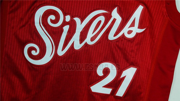 Camiseta Navidad Philadelphia 76ers Joel Embiid #21 2016 Rojo